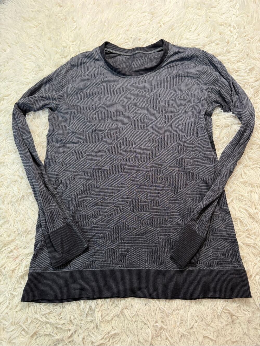 Lululemon Swiftly Breathe Long Sleeve Vented Camo Black / Asphalt Grey